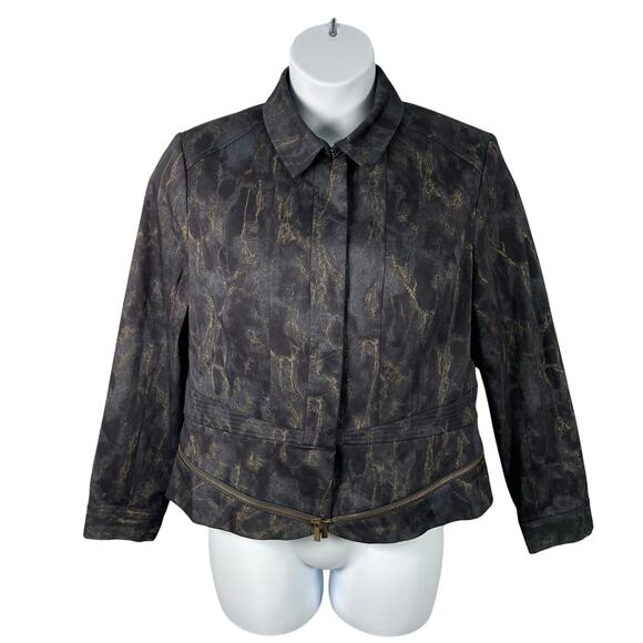 Doncaster Collection Jacket Womens 14 Black Metallic Bronze Cotton Blend - Picture 1 of 8